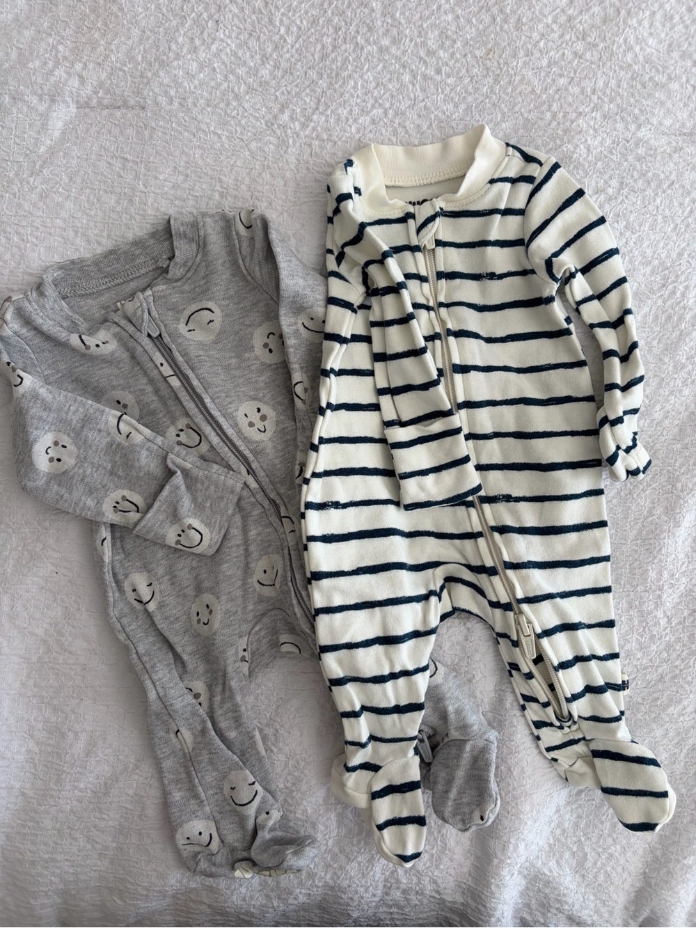 Striped Navy & White Baby Footed One-Piece
